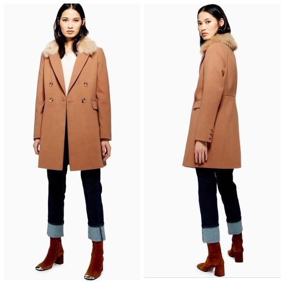 Topshop Jackets & Blazers - NWOT Top Shop Faux Fur Collar Coat
